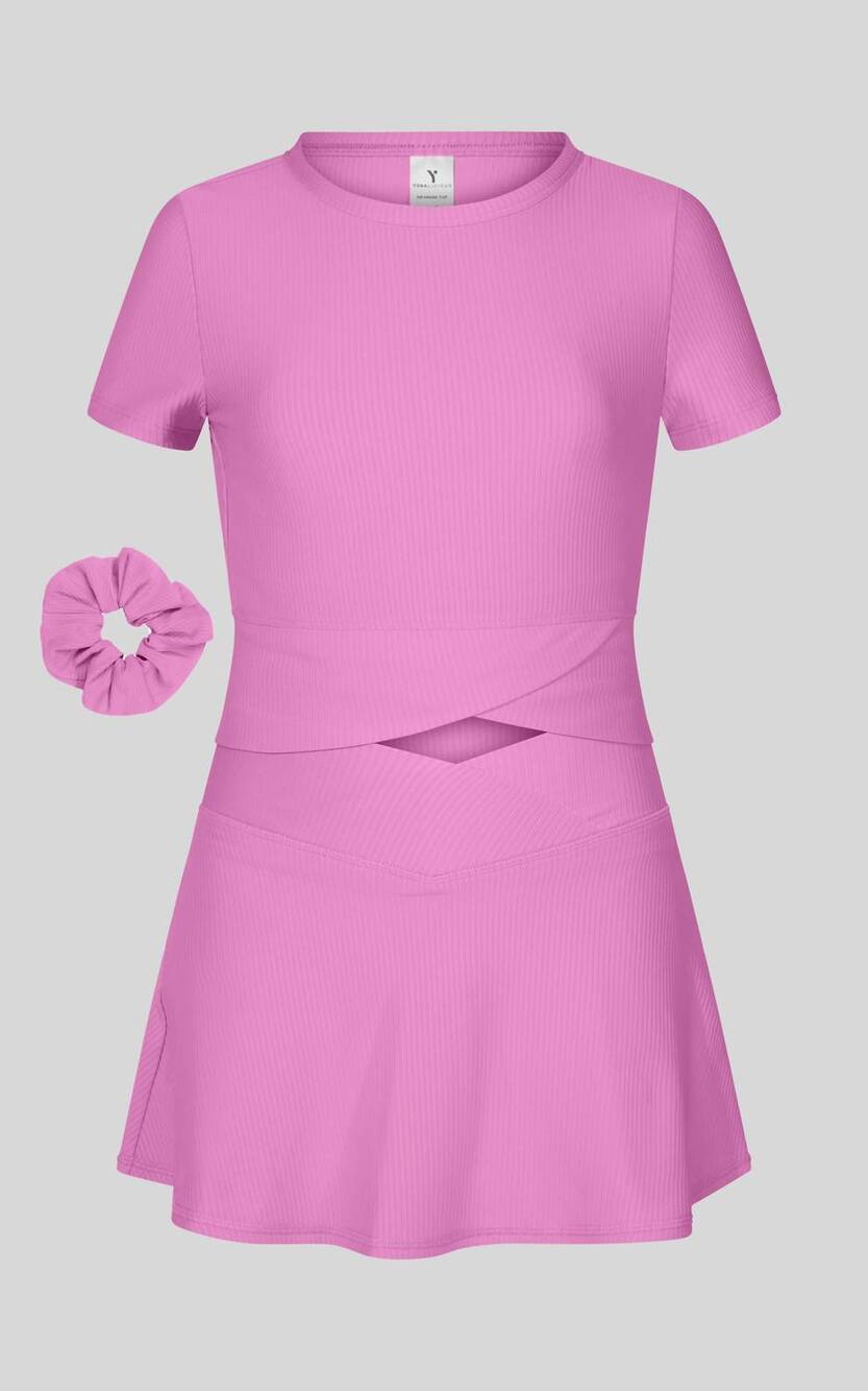 NEW 90 DEGREE BY REFLEX little girls' rib marie crossover top and skort set in p